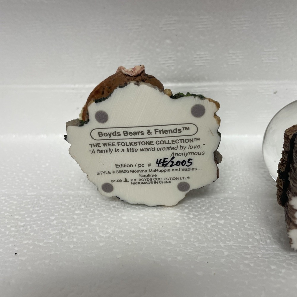 Boyds Bears Wee Folkstone Momma McHopple Naptime Cleaning Faerie Snow Globe Set - Picture 7 of 11